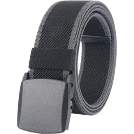 LionVII Stretch Belt, Men's, Work Clothes, Sports, Lightweight, Durable, Adjustable, Unisex, Casual, S-grade, Plastic Buckle, Stretchy Material, black belt gray