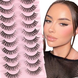 Glowing Win Russian False Eyelashes Natural Russian Strip Lashes Cat Eye Lashes 10 Pairs 3D Artificial Eyelashes Reusable D Curly Lashes Cat Eyelashes False Eyelashes Handmade Fake Eyelashes
