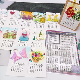 Alinacutle Calendario de planificador, sellos transparentes, sellos de papel para manualidades, tarjetas hechas a mano, álbumes de recortes y álbum