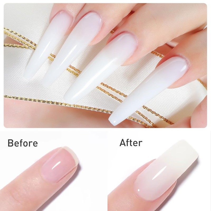 Builder Rubber Base Gel, HEMA-FREE White Pink Builder Gel for