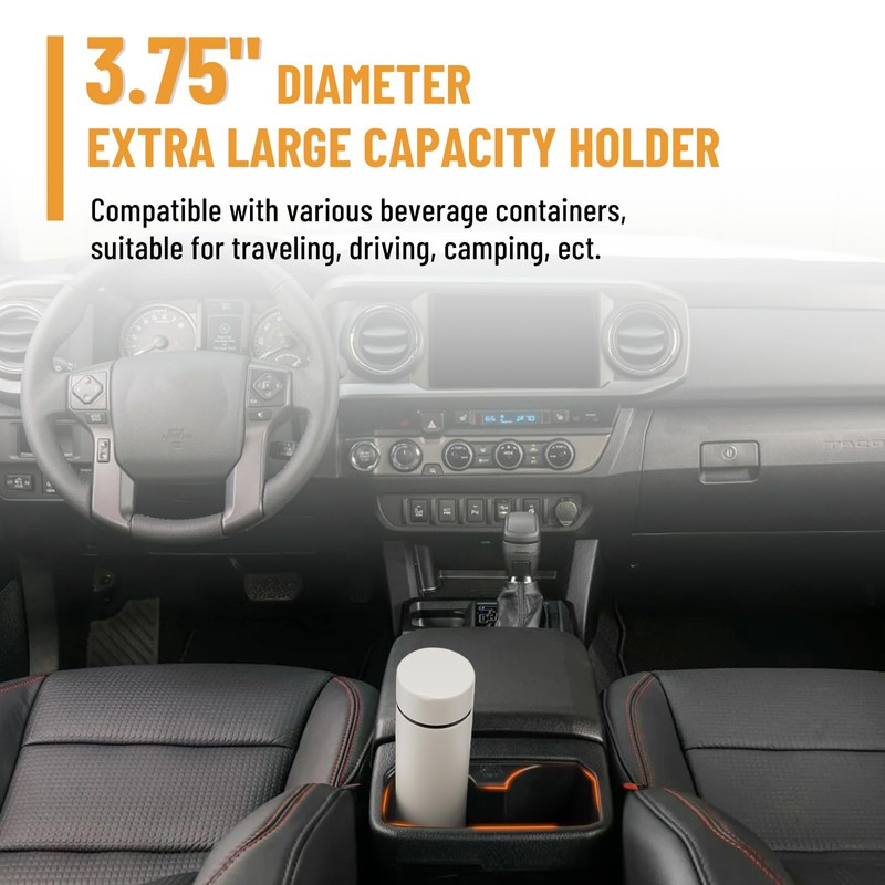 Racewill Oversized Cup Holder Compatible with 2016-2023 Tacoma, 3.75" Diameter