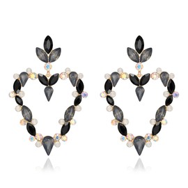EVER FAITH Heart Earrings Rhinestone Large Sparkling Crystal Large Heart Earrings for Women Girls Clear, Crystal
