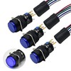16mm Latching Push Button Switch Round Cap Maintained 0.63" 1NO 1NC SPDT ON/Off with 12v LED Light Waterproof 5 Amps with Wire UL Listed 3 Pcs K16-371 (Blue, Latching)