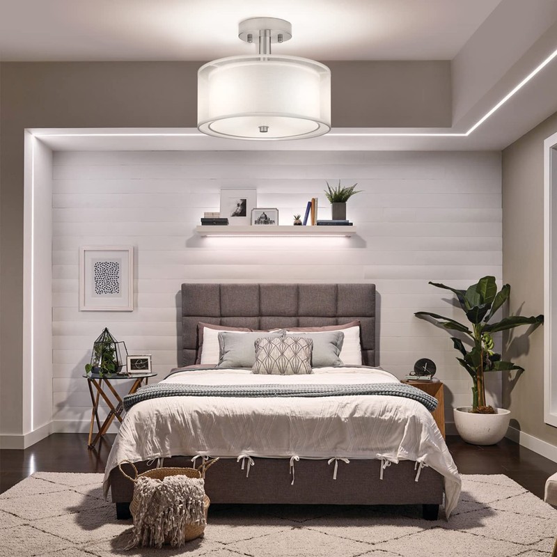 FOLKSMATE 3-Light Semi Flush Mount Ceiling Light Fixture, Drum Light