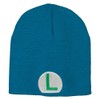 Ice Luigi Embroidered Knitted Short Beanie - Aqua Lime OSFM