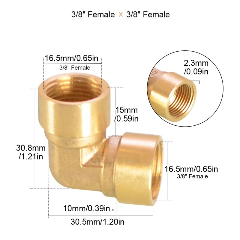 Threaded Fittings Brass Pipe, 90 Degree Elbow Connector Brass Hose