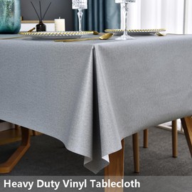 TruDelve Plastic Table Cloth for Rectangle Tables Grey Vinyl Tablecloth Waterproof Wipeable Oilcloth Tablecloths for Parties Dining Table Cover (54'' x 84'', Pure Gray)