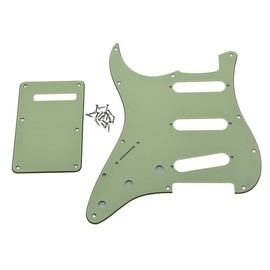KAISH Lefty ST/Strat Style SSS Pickguard Left Handed Tremolo Trem Cover Back Plate for USA/Mexico Stratocaster/Strat Mint Green 3 Ply