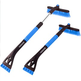 Adduns 2-n-1 Snow Brush and Ice Scraper Extendable, Scratch Free (Blue)