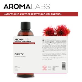 Bio - Pflanzliches Rizinusöl - 100mL - 100% Rein, Natürlich, Kaltgepresst und Cosmos zertifiziert - AROMA LABS (Französische Marke)