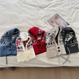 Kids' One-Piece Balaclava Hat - Winter Knit Full-Coverage Fashion (LF1864) - One Size for Children 48-52cm White 3ea