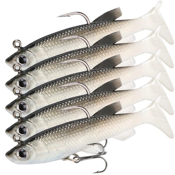 AIMALL 10PCS Soft Plastic Lures, 3.15 Inch Poddy Mullet Flathead