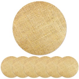 Jecery 50 Pieces Disposable Burlap Printed Paper Placemats Round Rustic Brown Chargers Paper Place Mat Country Decor Disposable Placemats for Vintage Country Farmhouse Tan