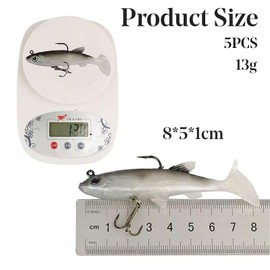 5 Pcs Sea Fishing Tackle Bionic Fish Hook Fishing Lures For Bass Fishing Hooks Artificial Bait Pike Fishing Lures Freshwater Saltwater Bass Fishing Lures Kit, Bait Elastic