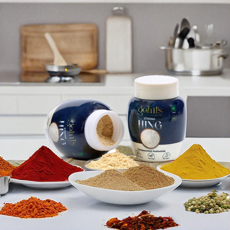 Gohil’s Compound Asafoetida Powder 100gm, Strong Hing|Onion Garlic Substitute |Salt