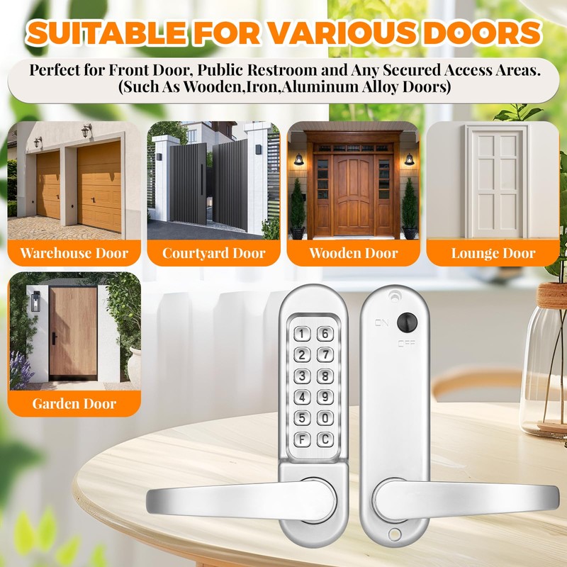 ANNFUZ Mechanical Keypad Keyless Entry Door Handle Lock,Push Button Code