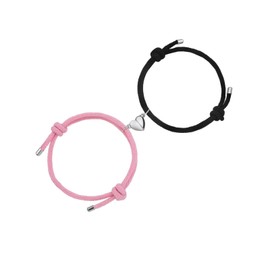 Magnetic Couple Bracelets, Mutual Attraction Bracelets Vows of Eternal Love Jewelry Gifts for Boyfriend Girlfriend Best Friend, Adjustable, #2 Black+Pink, L2US-2998071