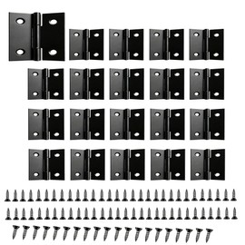 20 Pcs 1 Inch 201 Stainless Steel Small Door Hinges with Screws for Cabinets Wooden Boxes Furniture and Various Small DIY Projects, Opening Size 25x 25x 0.8 mm（L*W*T,Black