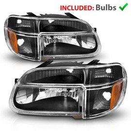AmeriLite for 1995-2001 Ford Explorer Black OE Replacement Headlights w/Corner Parking Turn Signal Lamp Set - Passenger and Driver Side