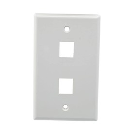 NavePoint Snap-in Keystone Jack Flush Mount Wall Plate, ABS, 2-Port, White, 10-Pack