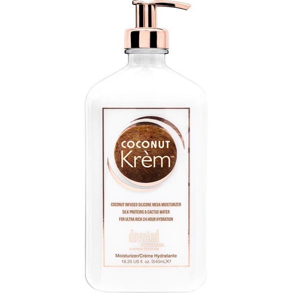 Devoted Creations Coconut Krém Moisturizer - Coconut Infused Silicone Moisturizer with Silk Proteins & Cactus Water for Ultra Rich 24 Hour Hydration 18.25 oz.