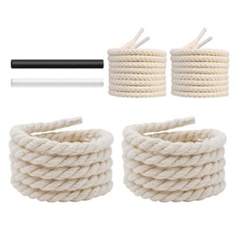 NDTEZUGT 13/32''(10mm) Thick Rope Shoe Laces Strings for 1 Sneakers, Round Cotton Chunky Shoelaces Replacement Laces (Beige-02, 47''/120cm)