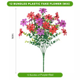 ADXORA 12 Bundles Outdoor Artificial Flowers Faux Silk Flower Daisy UV Resistant Flowers for Garden Patio Porch Window Box Fake Flowers Outdoor Indoor Decor