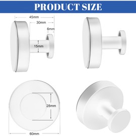 Hshenjhu Pack of 4 Stainless Steel Suction Cup Hooks, Reusable Suction Cup Hooks, Waterproof Suction Cup Hooks, Suitable for Windows, Bathrooms, Kitchens, Smooth Walls (White)