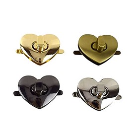Plush Addict Turn Lock Twist Heart Bag Clasp for DIY Handbag, Bag Making Supplies or Purse Making Nickel Black - Single Pack