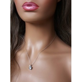 New - Solid Sterling Silver 925 and AAA Crystal, Apple Necklace. Adjustable 16-18-20 Inch Chain. Quality Box.