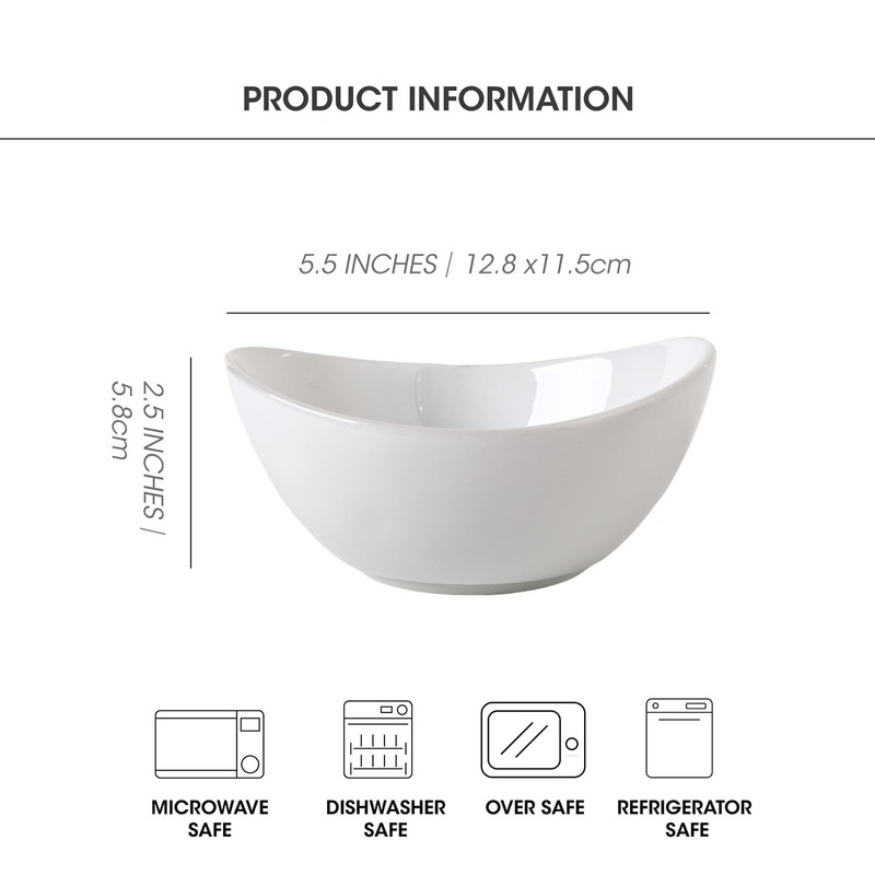 SumitlEyao 6-Piece Porcelain Dessert Bowls Set - 5.5 Inch Small