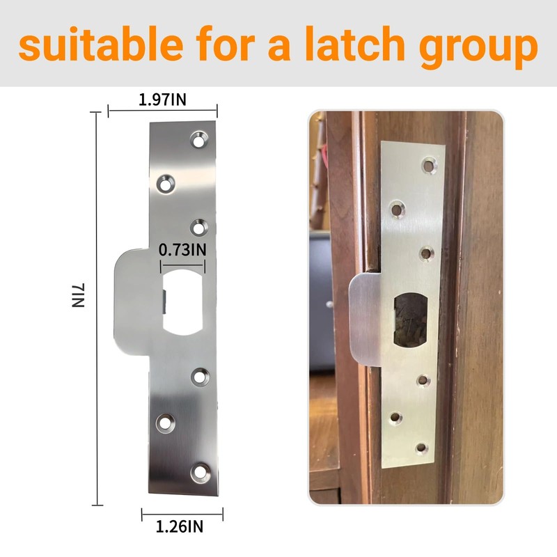 7-Inch Extended Door Strike Plate, Heavy Duty Stainless Steel, Silver