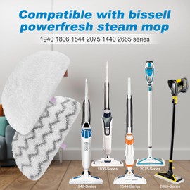 Steam Mop Pads for Bissell Powerfresh Steam Cleaner 1940 1806 1544 1440 2075A 2685A 19402 19404 19408 19409 1940A 1940F 1940Q 1940T 1940W - Microfiber Replacement Pad Reusable Washable - 8 Packs