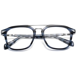 Dollger Blue Light Blocking Glasses Square Frame Acetate Glasses for Men Women with Spring Hinge（Blue leopard）