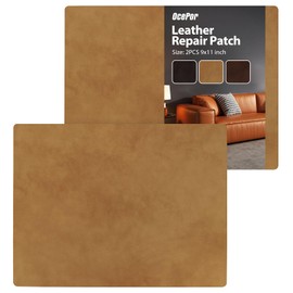 OcePor Self Adhesive Leather Repair Patch, 9 x11 inch Leather Repair Tape 2 PCS, Leather Patches for Furniture, Vinyl Leather Repair Kit for Couches, Boat Seats, Furniture, Cars(Camel)
