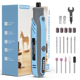 SCHTUMPA Cordless Rotary Tool 4V Pro, 5-Speed Rotary Tool Kit for Artists & DIYers - LED Display - Beginner Friendly - 18 Upgraded Accessories (Blue)