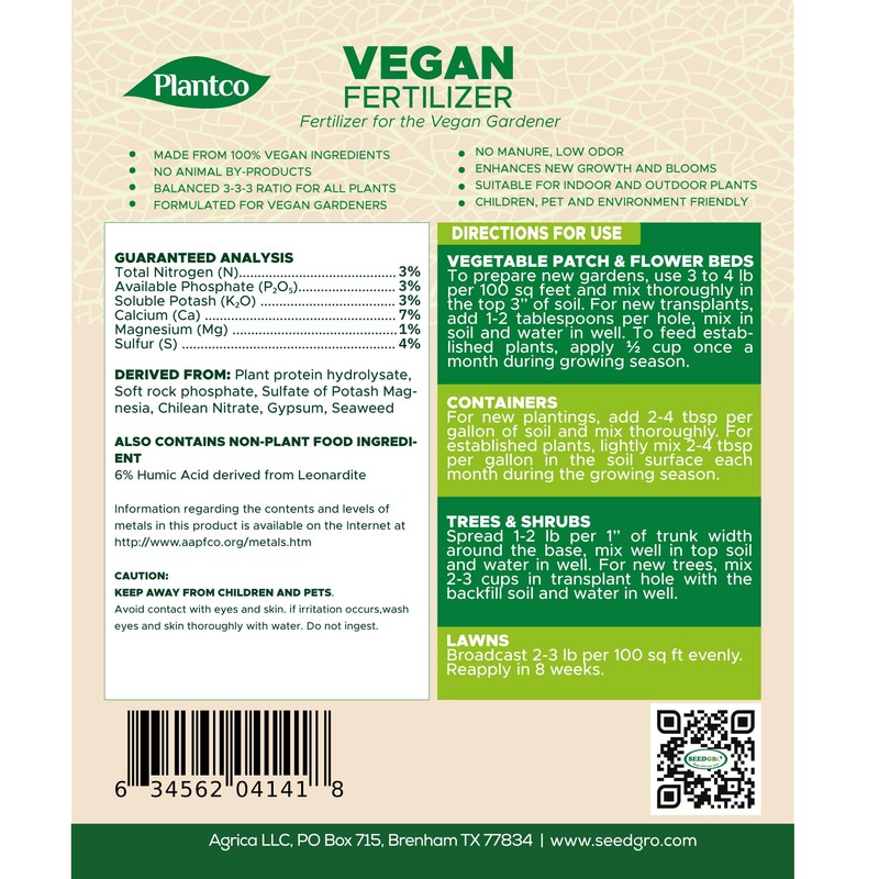 Vegan Fertilizer Mix with Plant-Based Ingredients | Cruelty-Free, No Animal