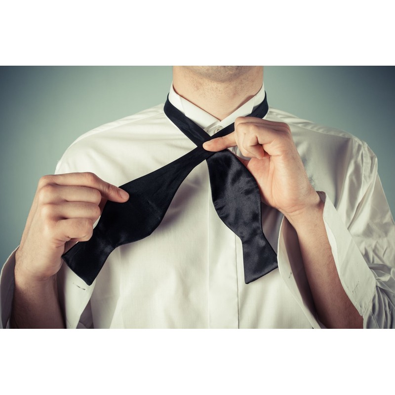 DonDon Men's Self Tie Bow Tie Cross Tie, darkblue