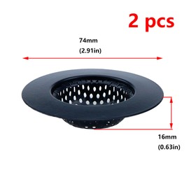 Antrader Kitchen Sink Strainer,3" Top / 1.5" Basket,Stainless Steel Sink Drain Strainer,Black,2 Pack