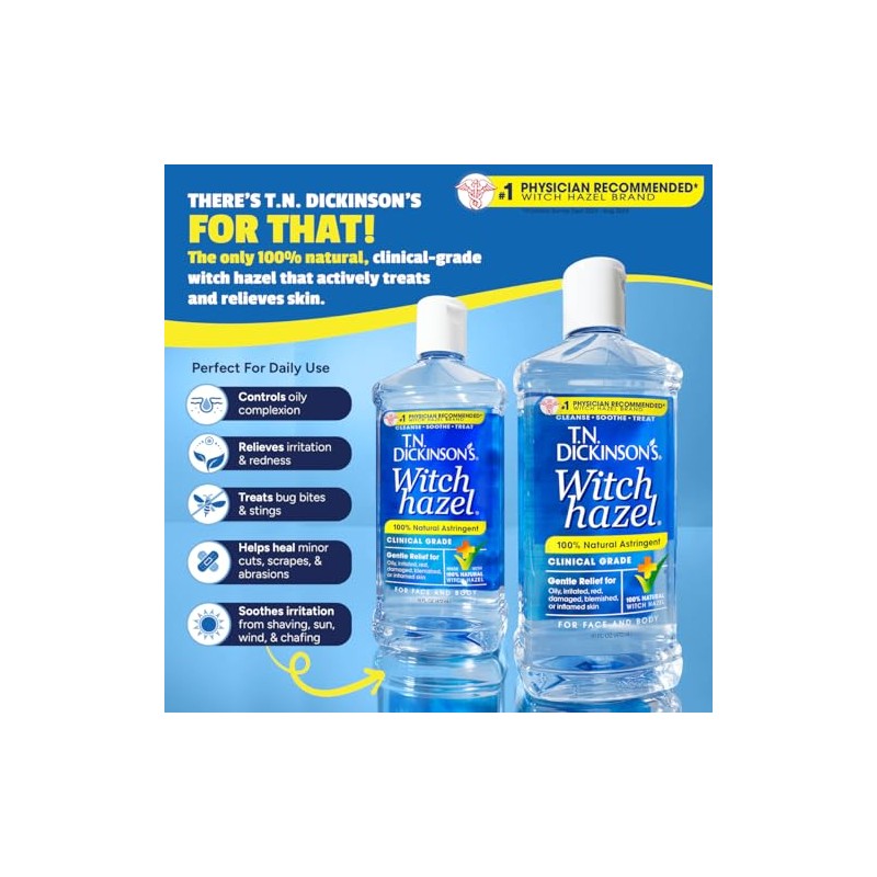 TN Dickinson's Witch Hazel Natural Astringent, 16 oz (Pack of