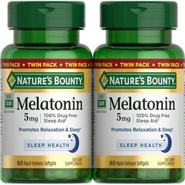 Nature's Bounty Melatonina 5 mg, ayuda para dormir 100% libre de medicamentos, suplemento dietético para relajación y salud del sueño, suministro para