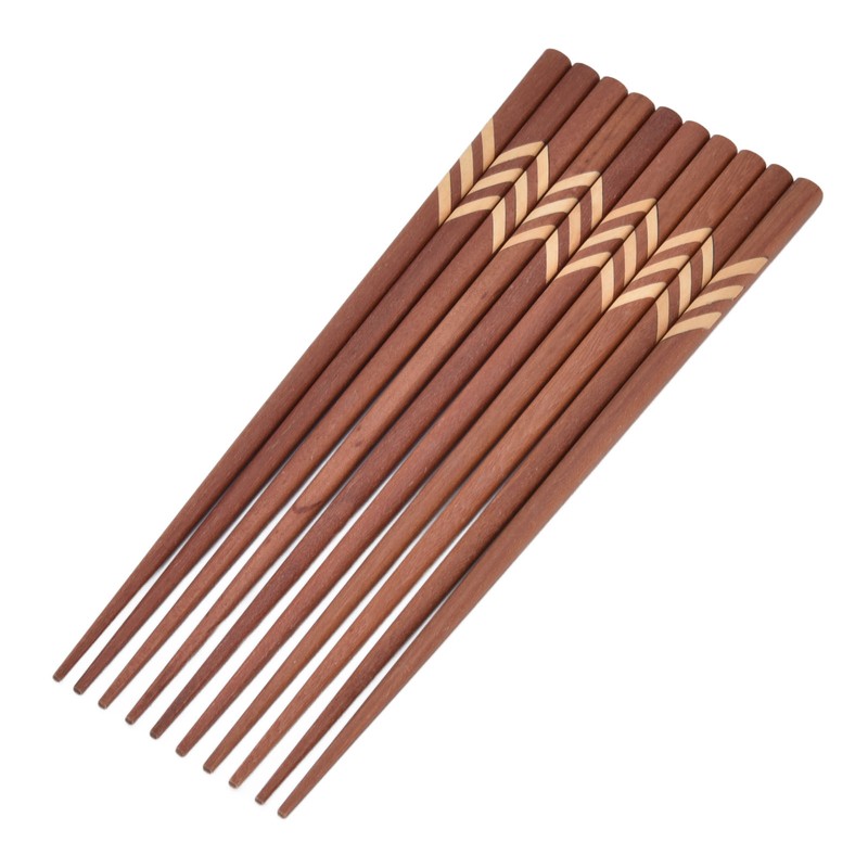 Wooden Chopsticks Japanese Style Rectangular Red Sandalwood Inlaid Boxwood Reusable