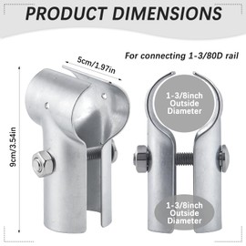 Rail Clamps 1-3/8" x 1-3/8", End Rail T Clamps Chain Link Fence Fittings, Panel T for OD Pipe, Galvanized Fence Pipe T, Chain Link Parts, 12 PCS