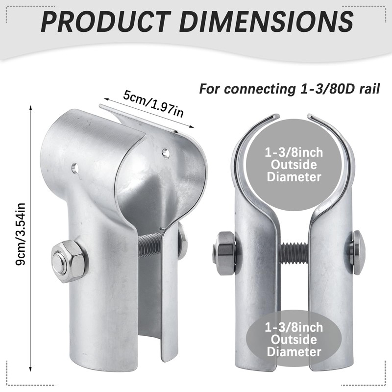 Rail Clamps 1-3/8" x 1-3/8", End Rail T Clamps Chain
