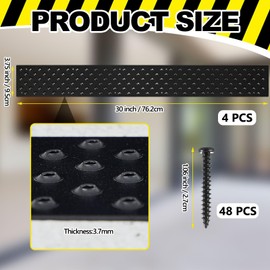 Gisafai 4 Pcs Non Slip Aluminum Stair Tread 30 x 3.75 Inch Metal Stair Nosing Powder Coated Anti Slip Outdoor Treads with Carbon Steel Screws, Easy to Install for Wood Ramp Deck Steps (Black)