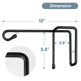 Vinazone Vinyl Fence Hooks for Hanging, Heavy Duty Patio Hangers, Outdoor Fence Hangers for Hanging Flower Baskets, Wind Chimes, Planters, Bird Feeders, Lights, Lanterns - 6 Pack - Black Color
