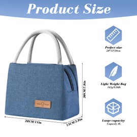 XhjzgcTech Lunch Bag Insulated Lunch Bag Waterproof Lunch Bag Cool Bag Men Women Portable Waterproof Lunch Bag for Women Men Work School Office Picnic Snack Bag (Blue)