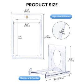 Frstem Magnetic Card Holder Pack of 10 35PT Magnetic Card Holder with 10 Card Stands, Photocard Holder, Premium Card Sleeves with UV Protection/Waterproof, for Magic, Yugioh, Sports Card Collection