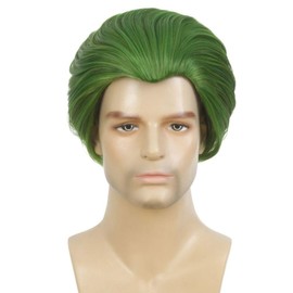 Tseses Short Green Wigs for Men Fluffy Synthetic Hair Heat Resistant Cosplay Anime costumes Male Wig(Dark Green)
