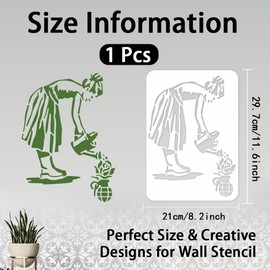INFUNLY A4 Size Banksy Art Stencil: The Woman Watering The Flowers